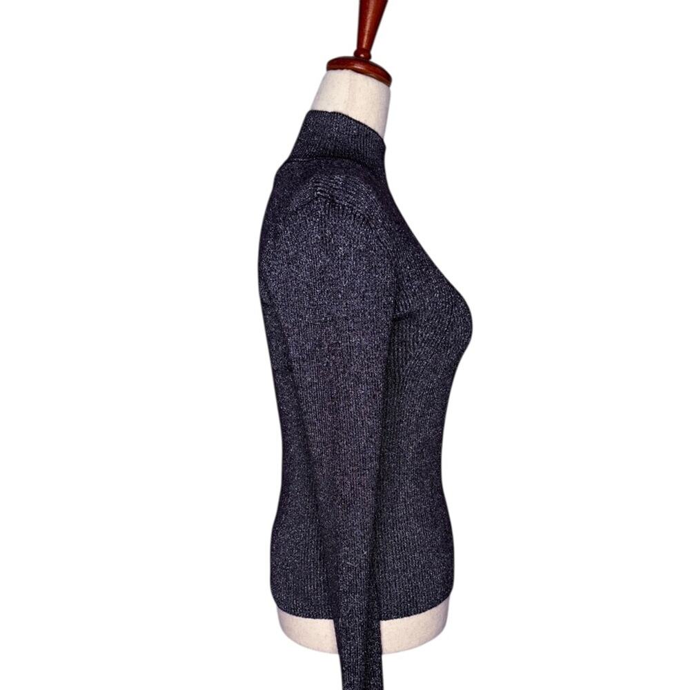 NWOT Steve Madden Serita Metallic Gray Rib Mock Neck Sweater – Sz Med - Picture 8 of 11